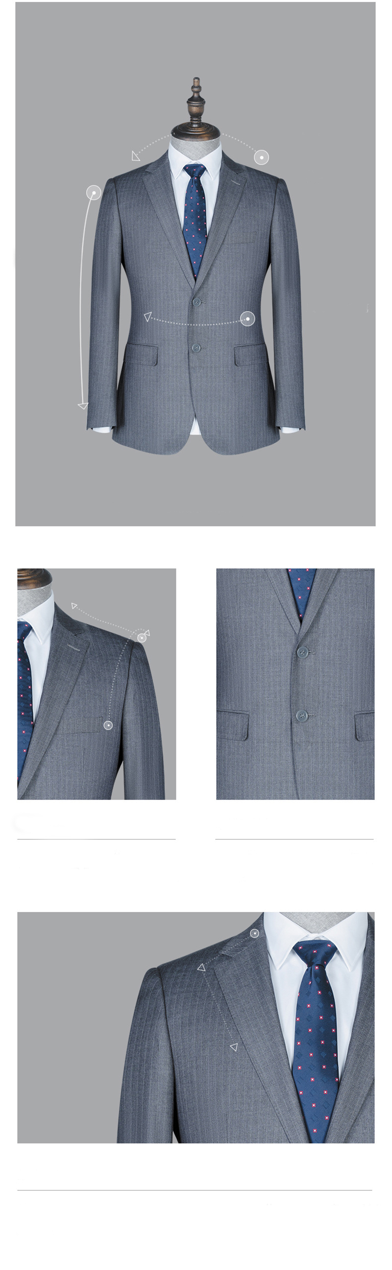 Men's Formal Suits Long Coats with Stand Collar and Professional Winter Business Design