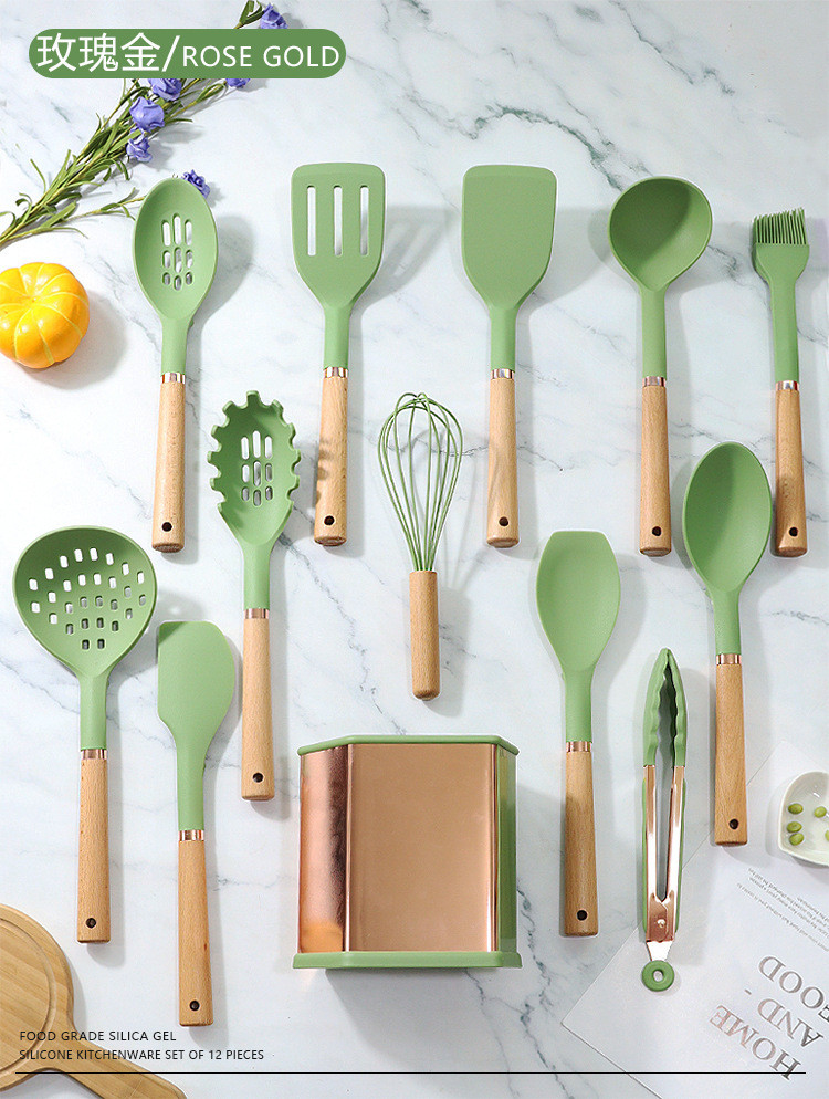 13 Pcs Silicone Cooking Utensils Kitchen Utensil Set Kitchen Gadgets & Kitchen Tool Turner Tongs, Spatula, Spoon, Brush