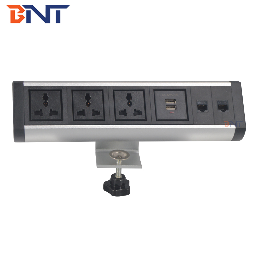 2020 Hottest smart office table mount clamp on table power outlets for office power solution