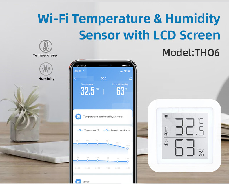 Tuya WIFI Temperature And Humidity Sensor Hygrometer Thermometer With LED Screen Support Amazon Alexa