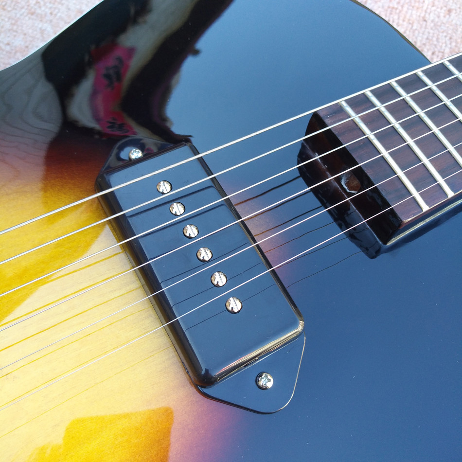New style high quality custom L-5 Jazz electric guitar, one piece of P90 pickup hollow body jazz electric guitar, free s