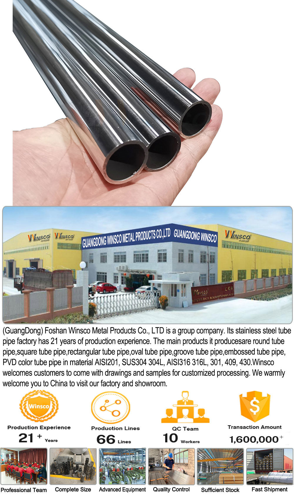 7/8'' Satin Mirror Finish Inox Round Pipe 0.4mm-2.5mm AISI 201 304 316 Stainless Steel Metal Tube 22.22mm