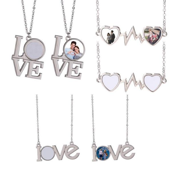 Sublimation Jewelry Blanks Sublimation Blank LOVE Letter Heart Shape Necklace