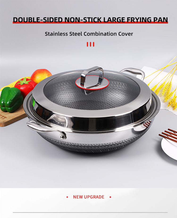 High Capacity Kitchen Wok Pan 18 / 10 Stainless Steel Non Stick