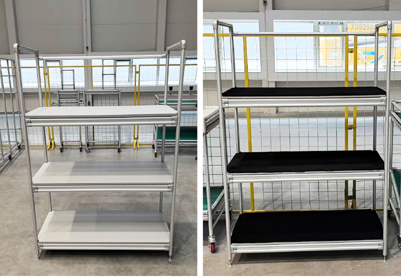 Material Rack System Made From The Third Generation Lean Pipe Aluminum Alloy Tube  Assemble Cart  Hand Trolley