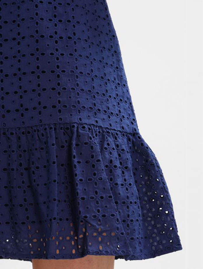 100% Cotton Women Blue Sleeveless Mini Dress