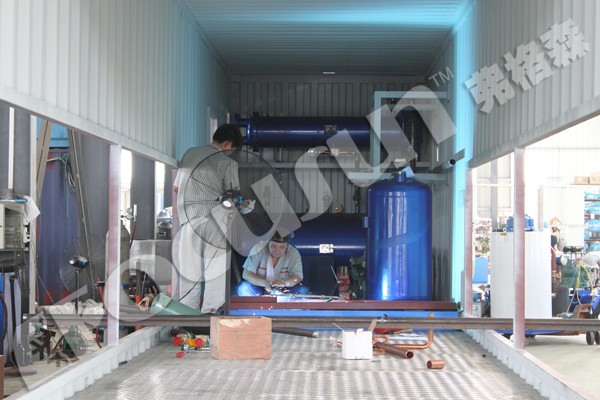 Bitzer Compressor 12000 KG Direct Refrigeration 40 HQ Containerized Block Ice Machine