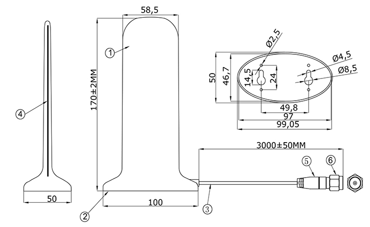 4G LTE Magnetic Omni Wifi Antenna 690MHz 2700MHz With Magnetic Sucker
