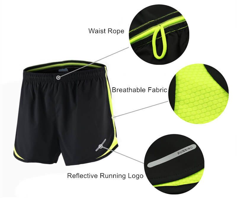 2 In 1 Boy Mens Running Shorts Black Color Personalised Polyester Material Various Size