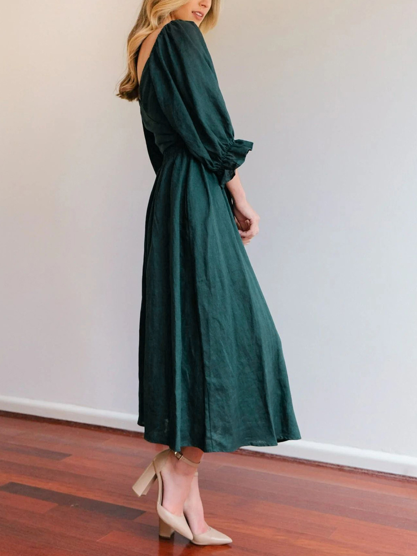 Short Sleeve V-Neck Dresses For Ladies Casual Dresses Knee-Length