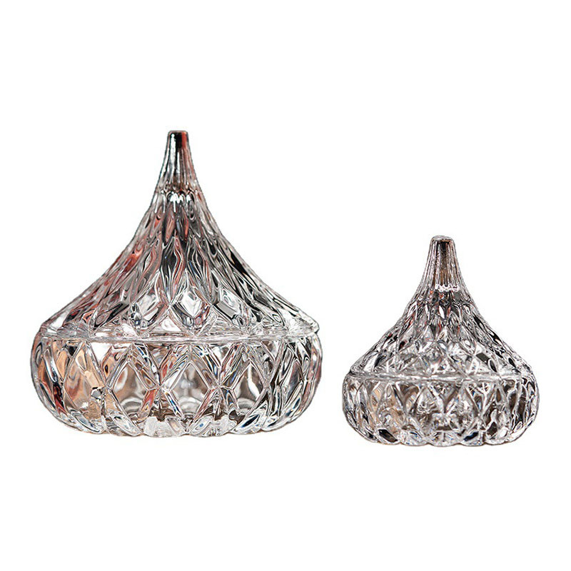 LFGB ODM Water Drop Crystal Glass Storage Jars 12cm Diameter