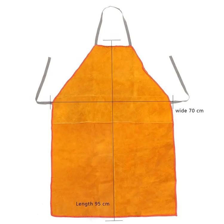 Yellow Cow Split Fire Resistant Barbeque Industrial Safety Clothing leather Welding Apron