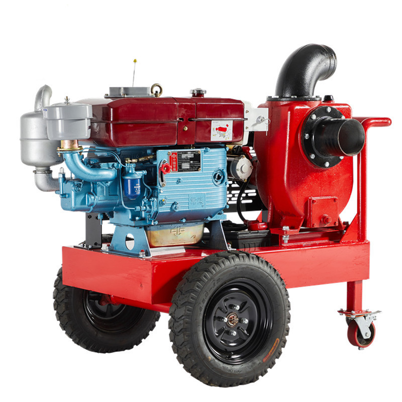 Self Priming Pump Sewage Trailer Water Pump Power 5.5 KW Diesel Irrigation Pump