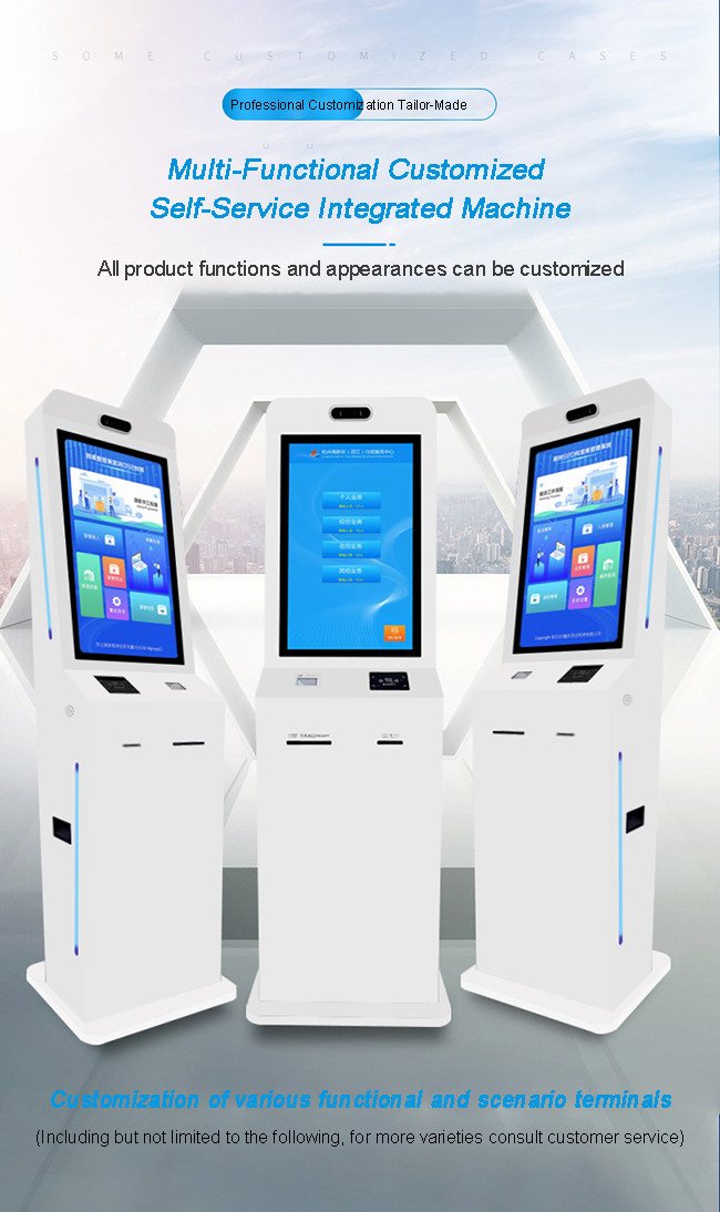 All In One Kiosk Ordering System FHD Restaurant Self Service Kiosk