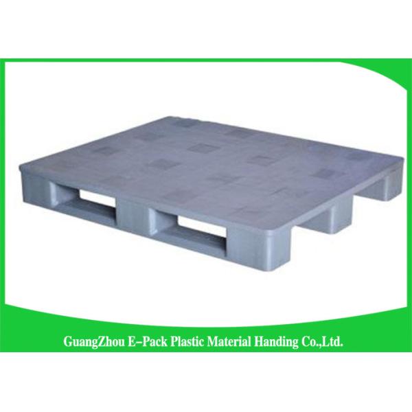 1200 * 800mm Blue Plastic Pallets With Three Runners , Plastic Skids Pallets Virgin HDPE