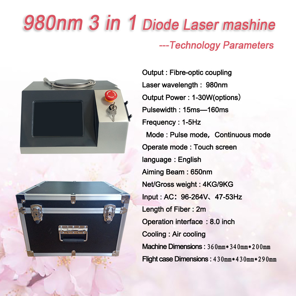 980nm beauty equipment vascular remover vascular cleaner spider veins removal