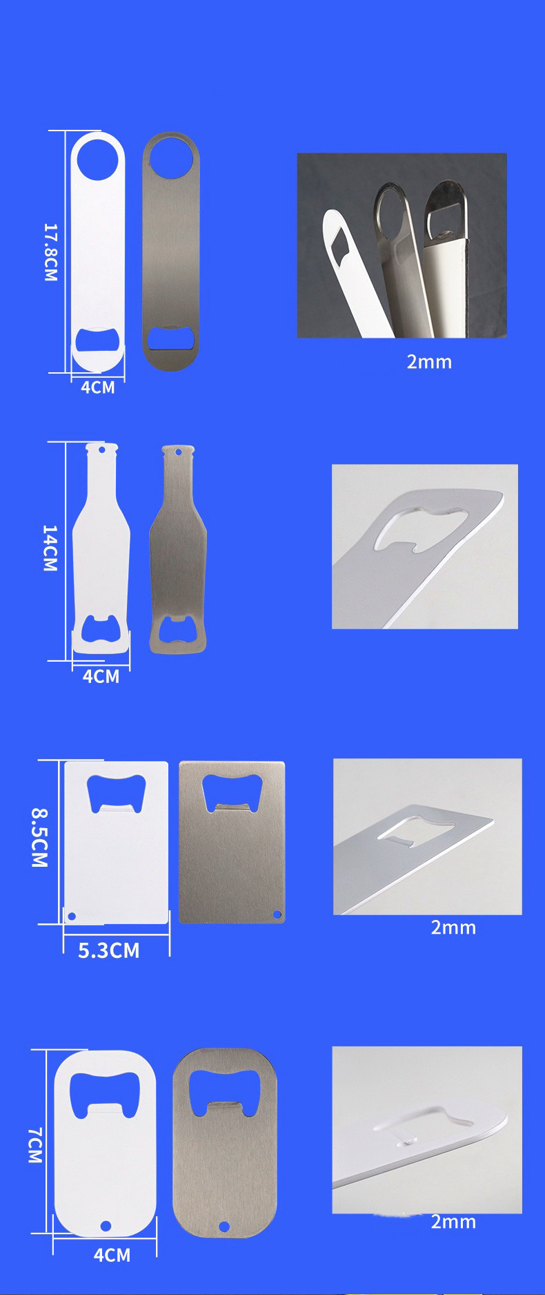 Customized Coated Stainless Steel Sublimation Bottle Opener Blanks Corrosion Resistance