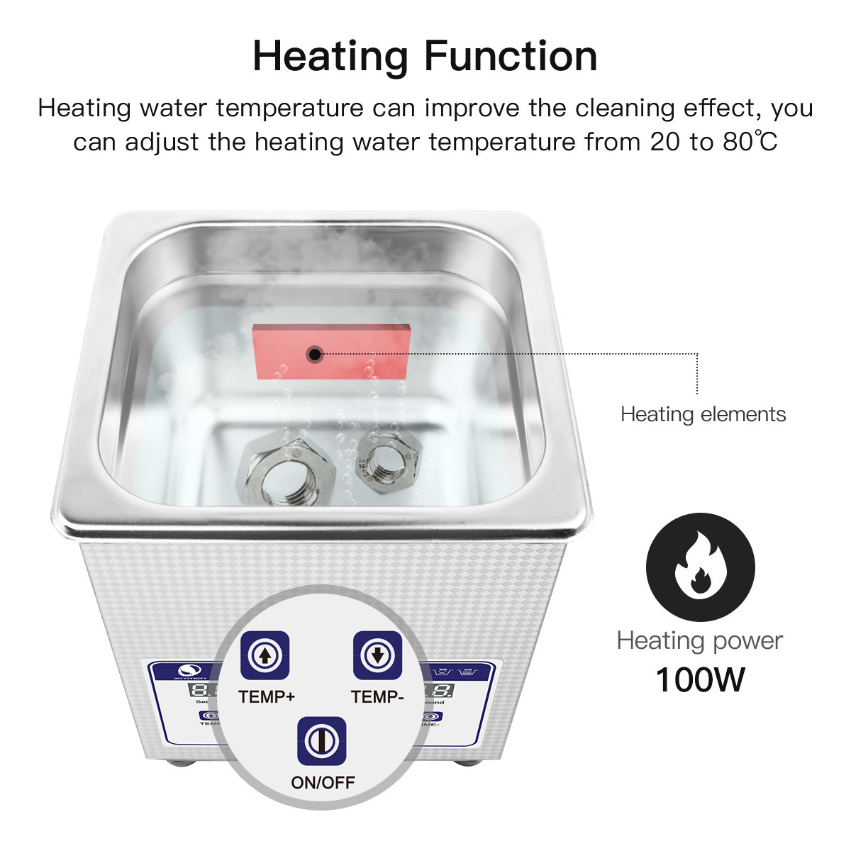 Skymen 2l 40khz 80w benchtop ultrasonic cleaner with digital timer & heater