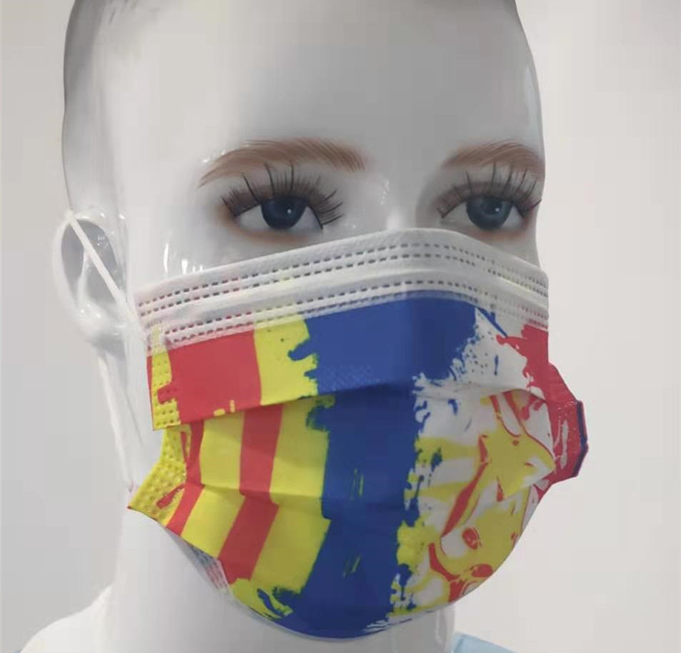 S&J 3 ply disposable printed face mask african custom logo printed medical surgical face mask printed