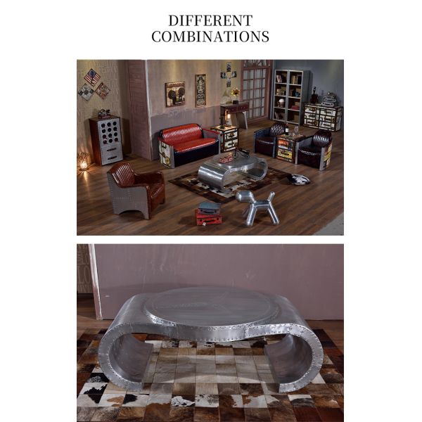 Nidea #8645 Guangdong Nidea Coffee Table Original Industrial Style Flat Table Personalized Aluminum Rivet Metal Watch-Shaped Design