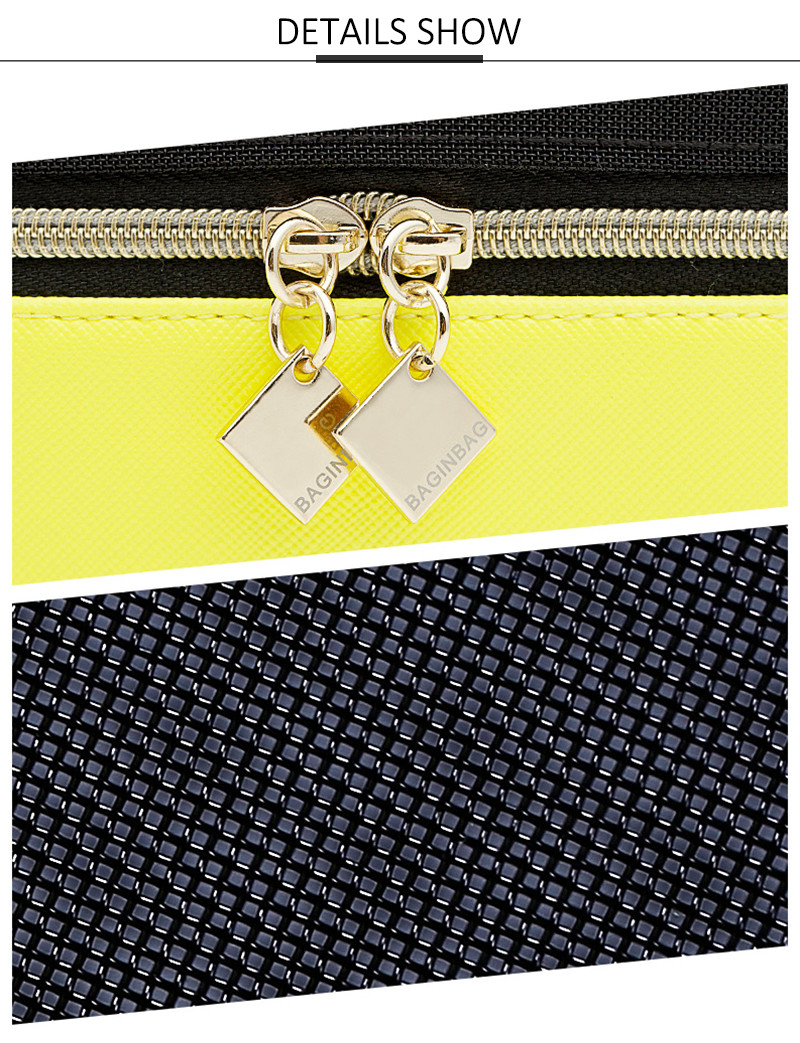 Eco-Friendly Make Up Brush Bag Double Zippers Black Yellow Cosmetic Pouch Bag