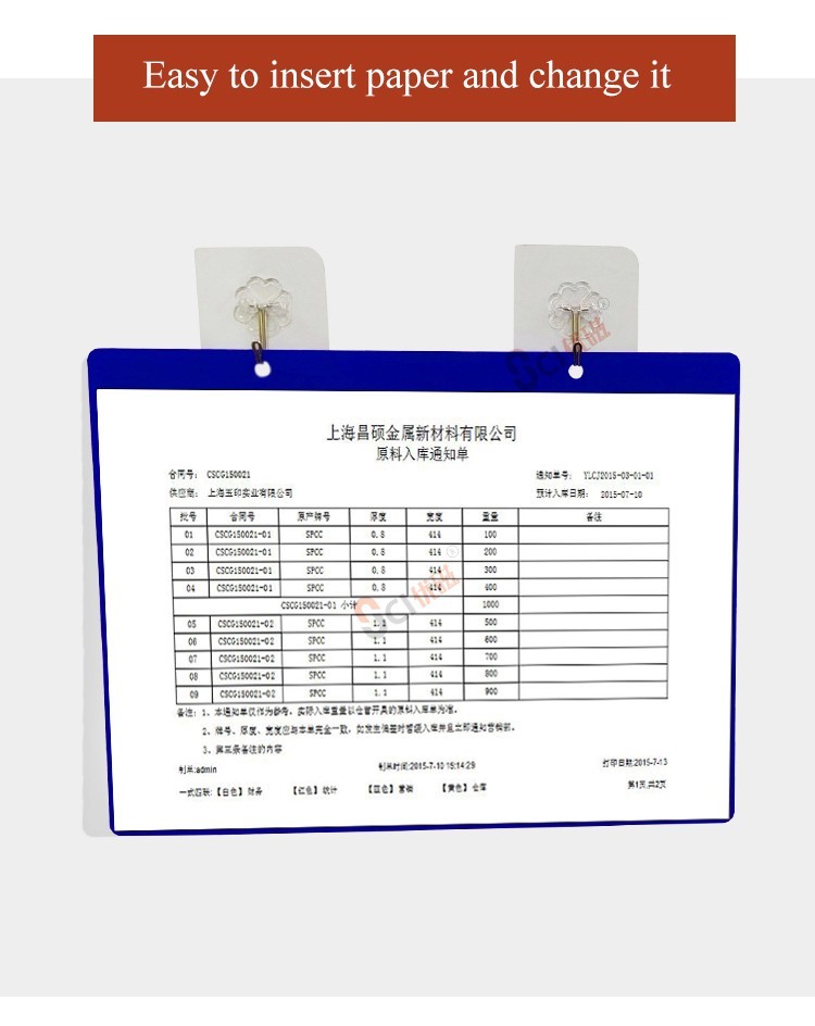 Transparent PVC Wall Mounted Document Holder Magnetic Pocket Folders PH01 Dustproof