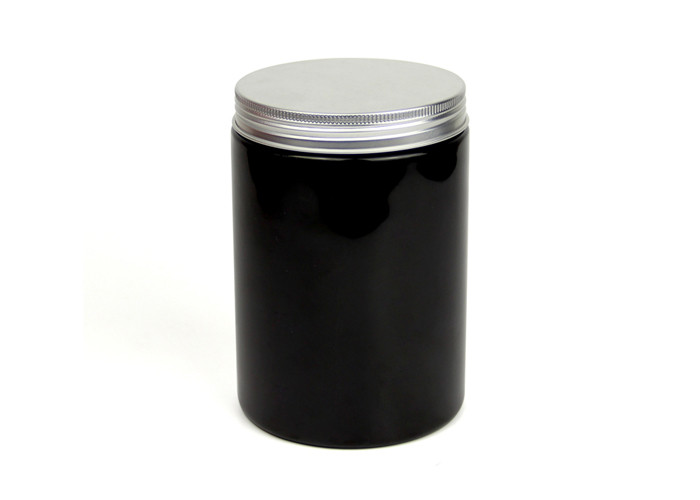 250ml Black PET Bottles Paper Sticker / Silk Printing With Aluminium Screw Cap