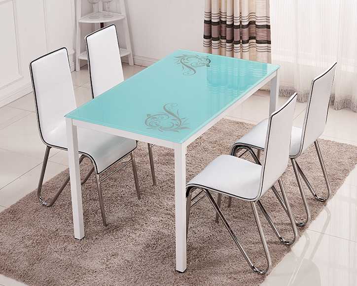 Powder Coating Glass Top Dining Room Table , Glass Dining Table And 4 Chairs