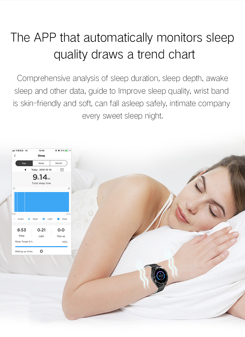 ECG Blood Pressure Smartwatch 1.3inch Heart Rate Tracker Bracelet Sphygmograph