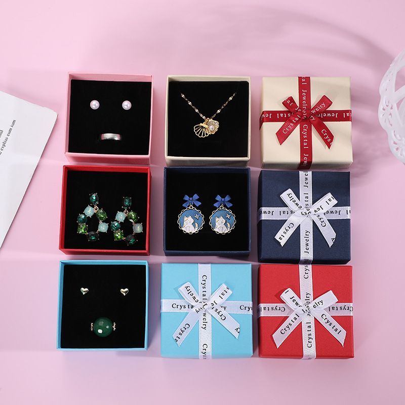 Foam Insert Lid and Base Cardboard Paper Packaging Gift Box, Luxury Ring Necklace Jewelry Box