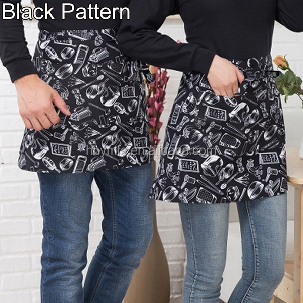Kitchen Chef Work Wear Cotton Baking Chef Half Waist Apron
