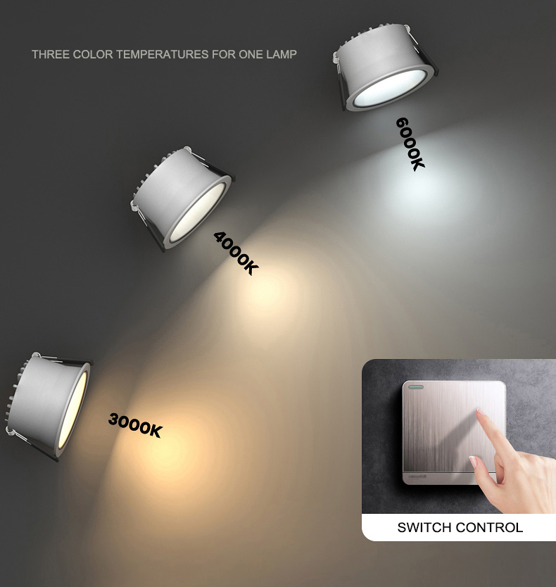 Anti Dazzle Round Recessed Downlight Ip44 6000K Embedded Ceiling Light