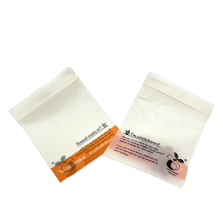 Transparent Compostable Resealable 100% Biodegradable Zip Bags For Clothing Food