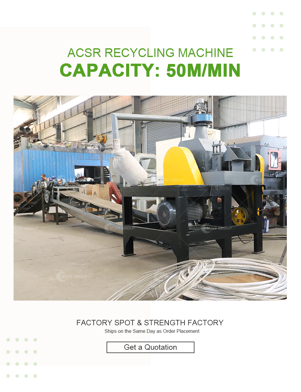 2000kg Capacity ACSR Wire Recycling Machine for Small Cable Wire in Manufacturing Plant