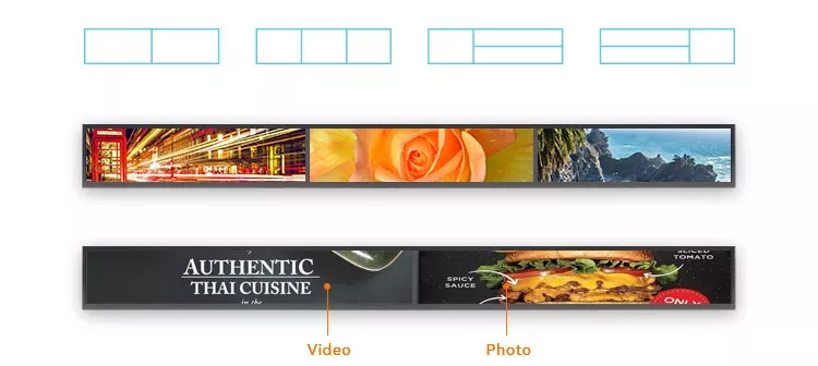 23.1 Inch Stretched Lcd Screen Bar Style Digital Signage For Shelf Edge