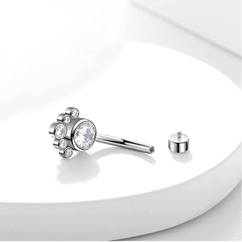 14G G23 Titanium Bottom Belly Button Piercing Shinny Clear Crystal Gems