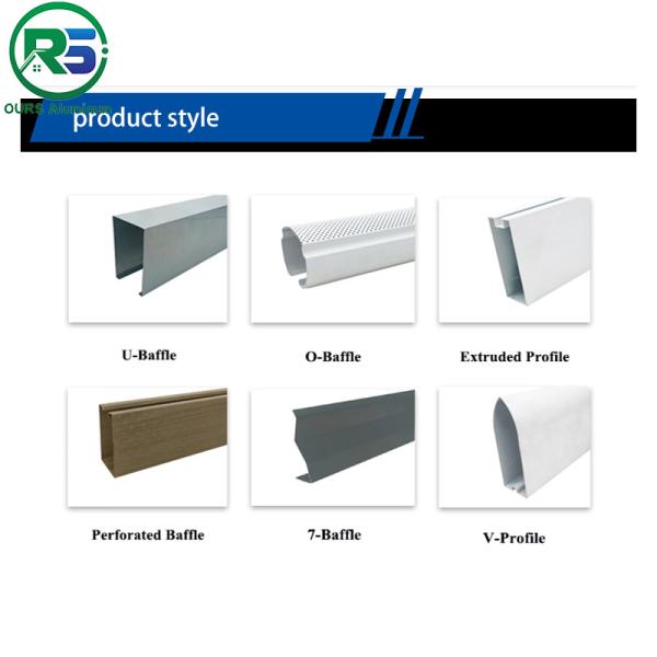 Environmental Friendly Linear Suspended Metal Ceiling 0.9mm White Aluminum