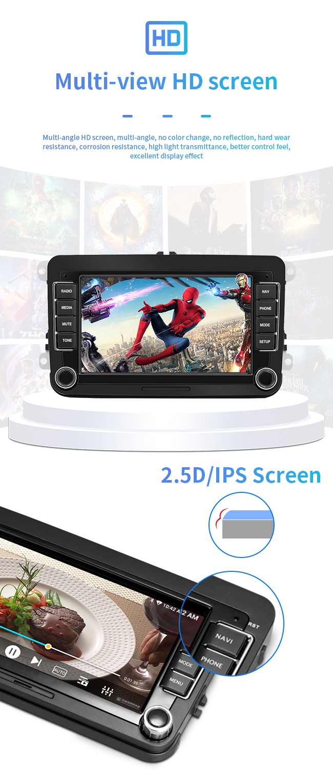 VW 7 Inch Universal GPS Navigation Android Auto 1080P Video Carplay