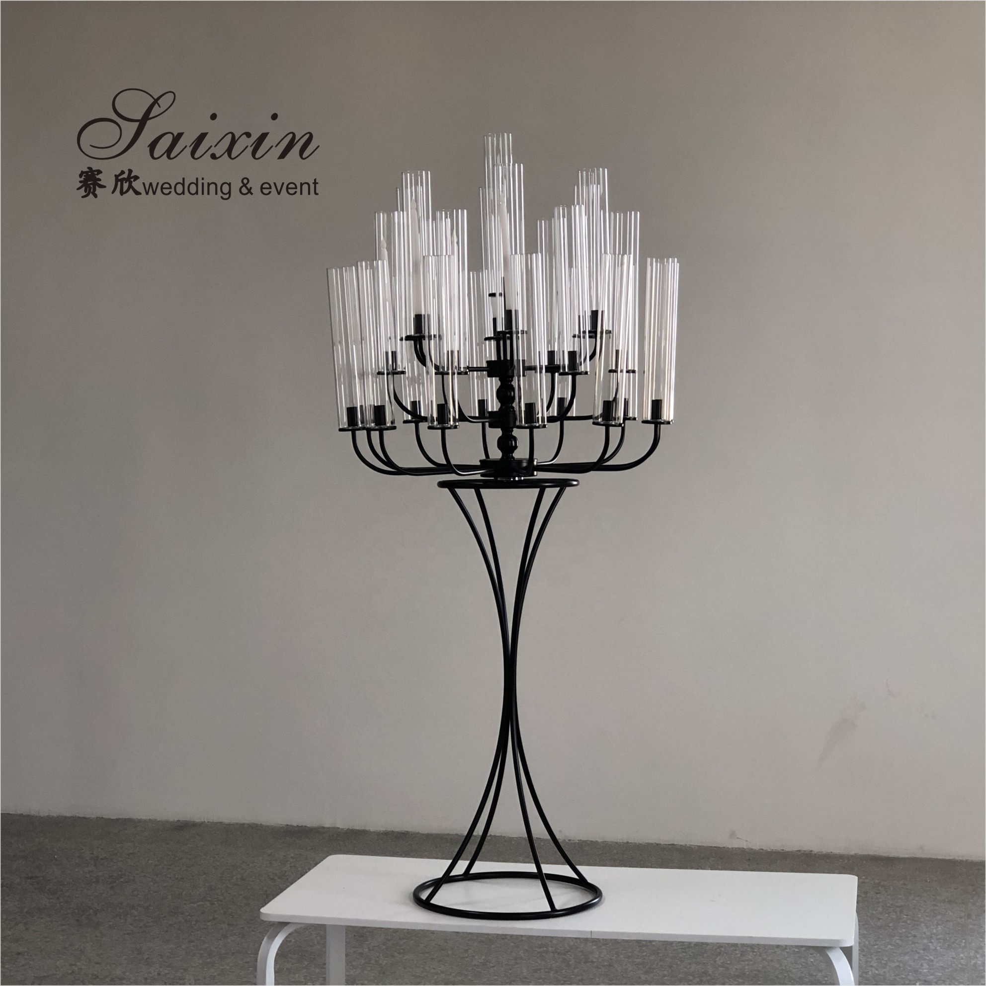 Wedding Centerpiece Supplier Tall Decoration Crystal Candlestick Holder Stand