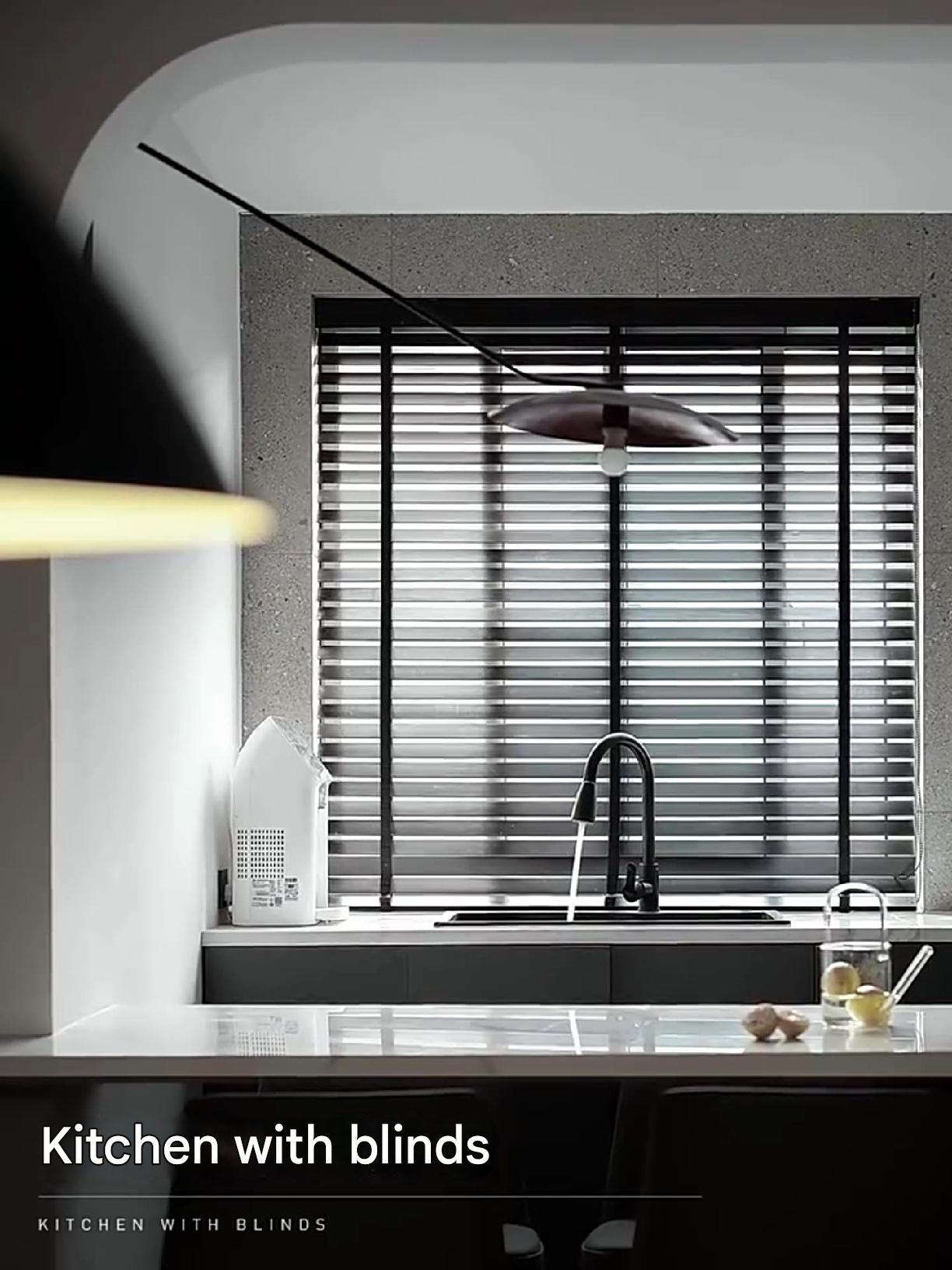 Contemporary Design Shutters for Office Living Room Study Electric Lift Black Solid Wood Blinds Light Curtains Shade