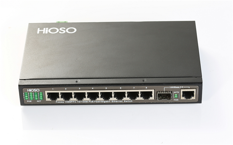 Poe Ethernet Switch Network 8 Ports with 1 Gigabit Combo Port DC48V