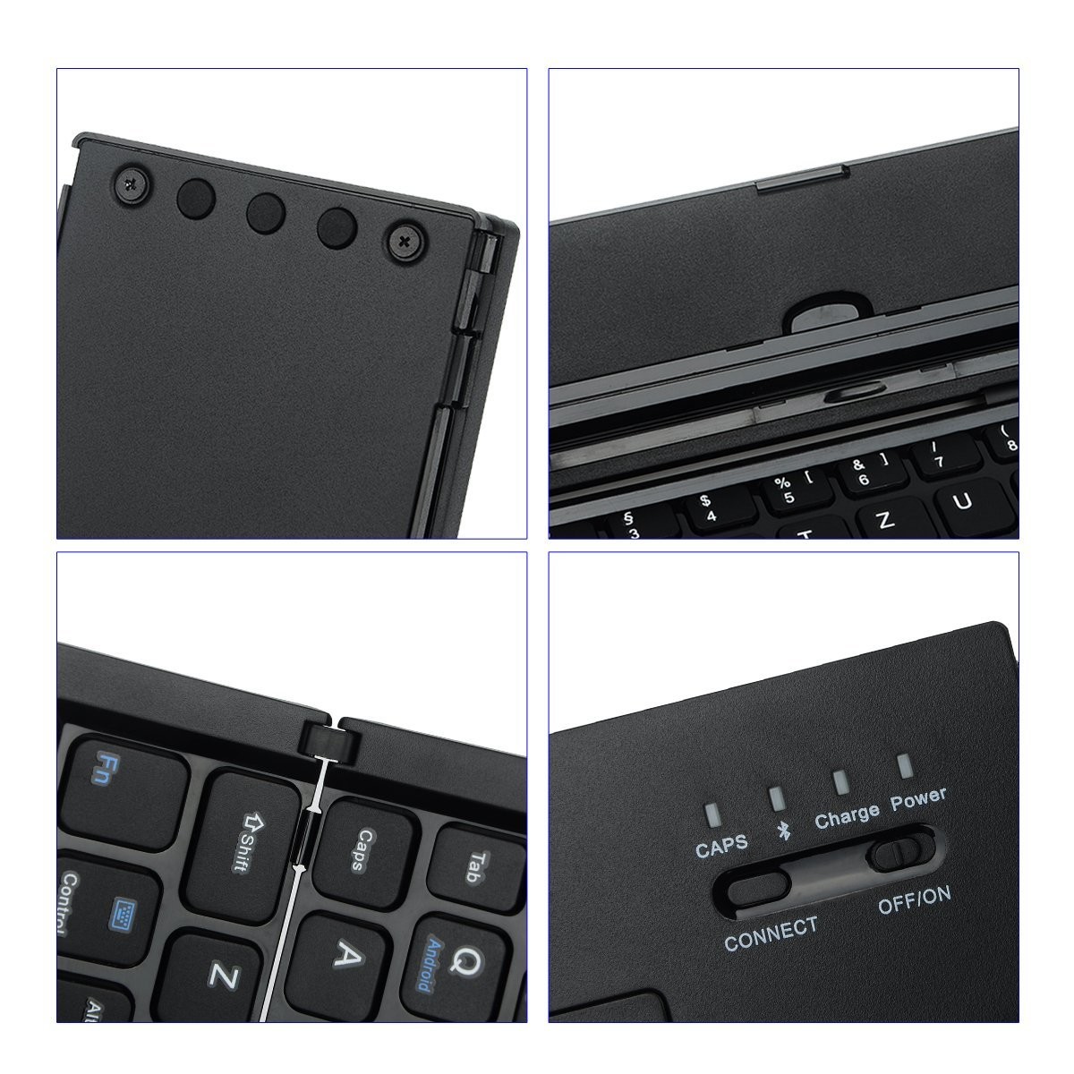 Metal Aluminum Alloy 3 Level Foldable Bluetooth Keyboard Rechargeable Portable Folding Wireless Keyboard