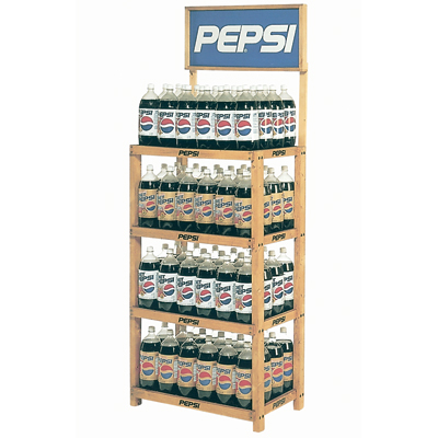 4 layer Wooden beverage floor Display stand for retail store or grocery