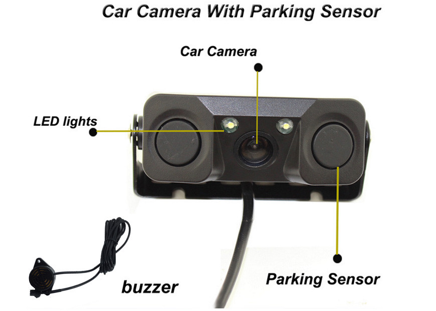 Universal Vehicle Hidden Camera , Night Vision Reverse Camera With 2 Parking Radar Sensor