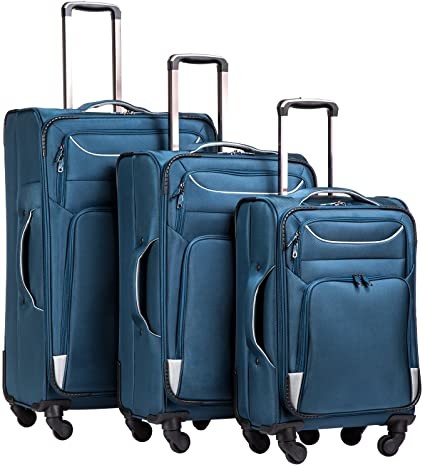 Spinner Softshell Lightweight 3 Piece Trolley Luggage