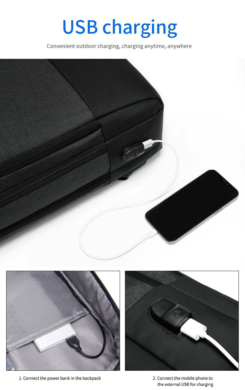 Factory wholesale USB Charging bagpack Notebook waterproof Laptop Back pack leisure travel Backpack bag school backpack