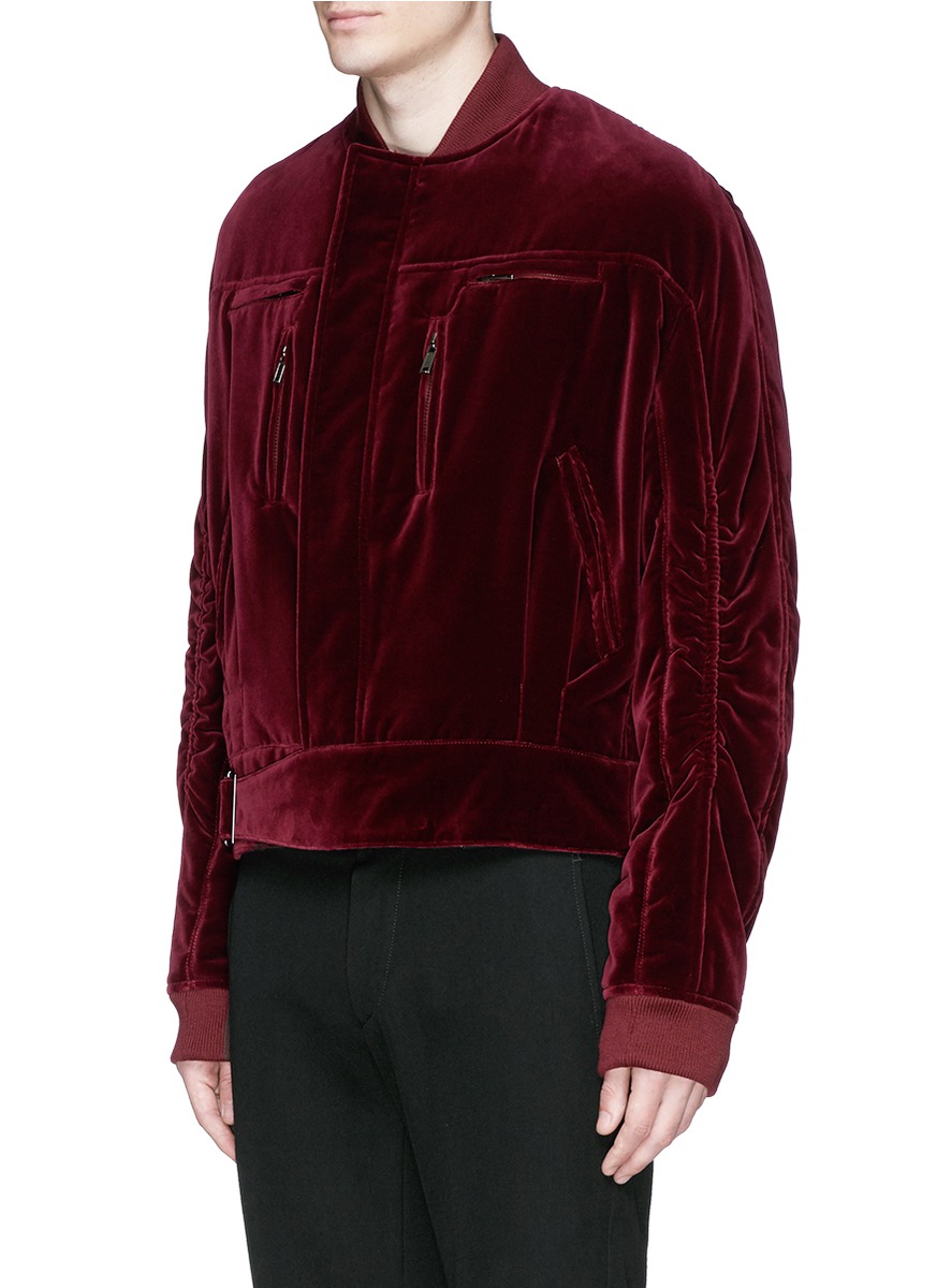 Mens Ruche Sleeve Winter Cotton Velvet Jacket