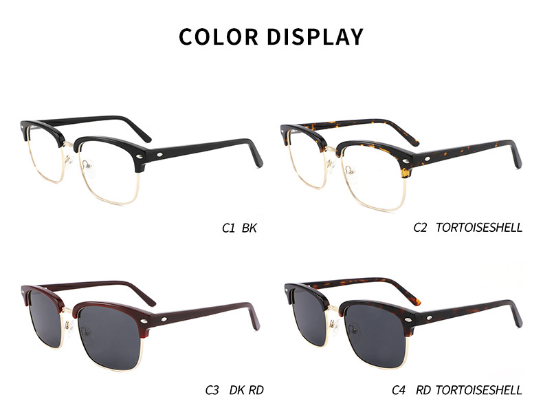 Square Men'S Acetate Metal Glasses Designer Non Prescription Clear Lens