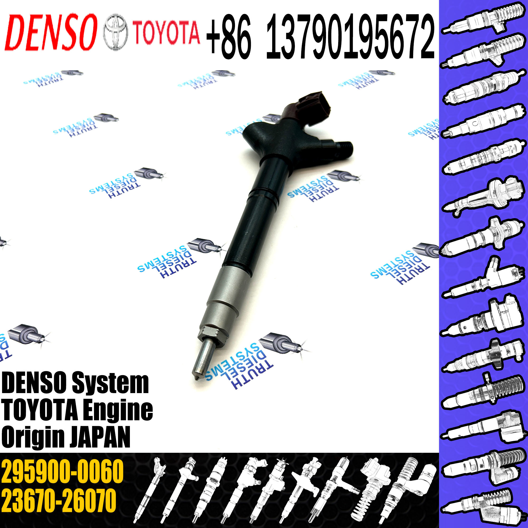 Hot Sale Diesel Injector 295900-0060 295900-0180 For Toyota Fuel Injector 23670-26070 23670-29115