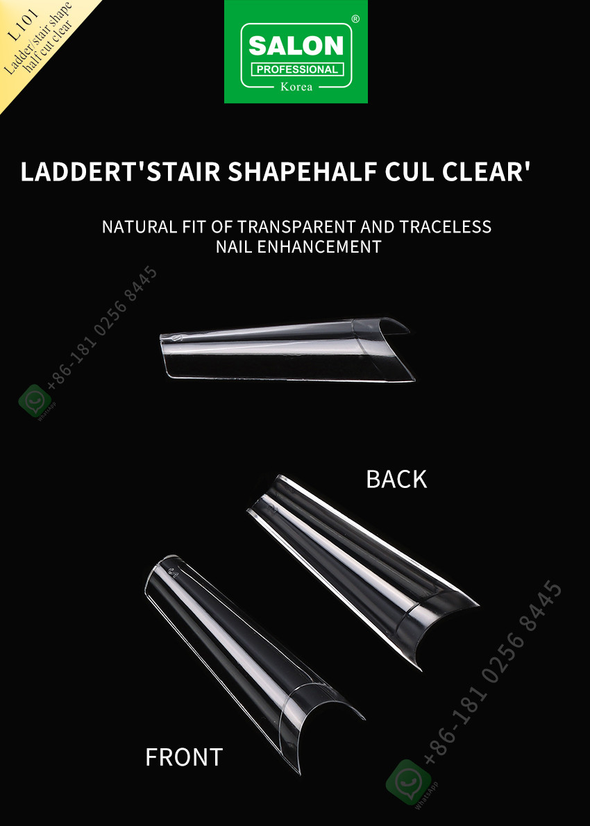 Ladder/Stair Shape Half Cut False Nail French Style Artificial Nail Tips Fake Nail